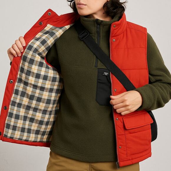 Toad & Co NWT Forester Pass Vest Canoe Red Plaid Interior Womens XL Winter Gorp - Picture 1 of 14